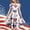 White, variant on Babcutegg Stylish Summer Short Sleeve Ruffled Dress With Print Design, Round Neck, Functional Pockets And Tiered Skirt For Comfortable All-Day Wear Navy Size 8