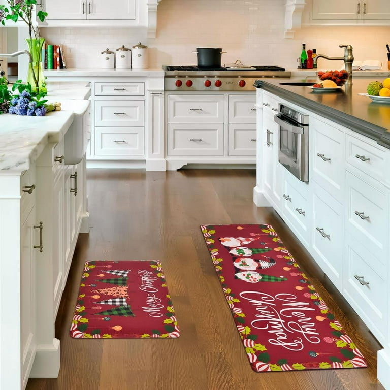 Artnice Kitchen Floor Mats 2 Piece,Floral Anti Fatigue Kitchen  Rugs,Cushioned PVC Kichen Rugs and Mats,Waterproof Non Slip Comfort Kitchen  Runner Rugs