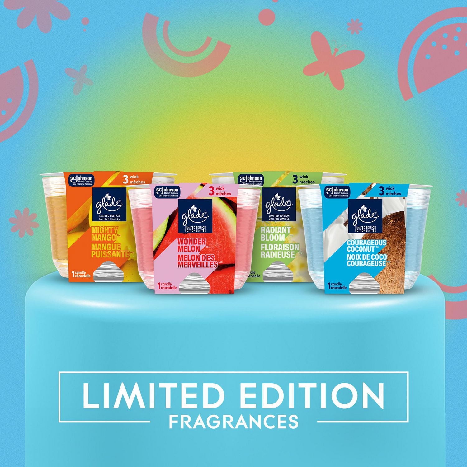 Glade® Scented Candle Air Freshener, Courageous Coconut™, 3-Wick Candle