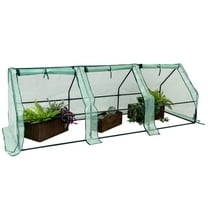 Sunnydaze 2' x 8' x 3' Outdoor Portable Mini Cloche Greenhouse, Green Cover