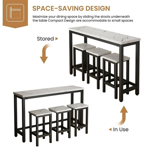 BAR COUNTER TABLE SMBT×NTF 4-Piece Pub Table Set, Counter Height, 3 Stools, Space
