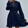 thumbnail image 2 of LLYwey Sundresses for Women 2024 Fashion Casual Round Neck Solid Color Ruffle Long Sleeve Belt Dress New Maxi Dresses Dark Blue M, 2 of 5