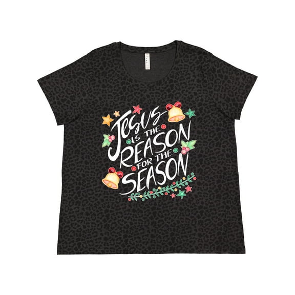 Inktastic Jesus is the Reason for the Season Christmas Bells and Stars Women's Plus Size T-Shirt