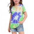 thumbnail image 2 of Edvintorg Kids Clothes Girls Tie Dye Crewneck Short Sleeve Casual Shirts Summer Pullover Tops Size 3-14, 2 of 5
