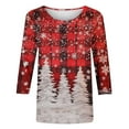 thumbnail image 5 of Mifsaly Plus Size Christmas Shirts Women 3/4 Sleeve Crewneck Loose Tops Pullover Xmas Santa Tree Graphic Funny Blouse Festival Party Fashion T-Shirts 2025 Holiday Gifts, 5 of 5