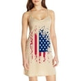thumbnail image 2 of Leutsin Robe d'Été Décontractée Grande Taille pour Femmes, Robe Slim Ligne A Col en V Imprimé Jour de l'Indépendance Sans Manches, 2 of 4