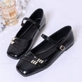 thumbnail image 5 of IEMIEMIEM Women's Mary Jane Flats Comfort Patent Leather Classic Dressy Slip On Round Toe Ballet Flats Soft Work Flats Retro Mary Jane Flats Black 8.5 Wide, 5 of 8