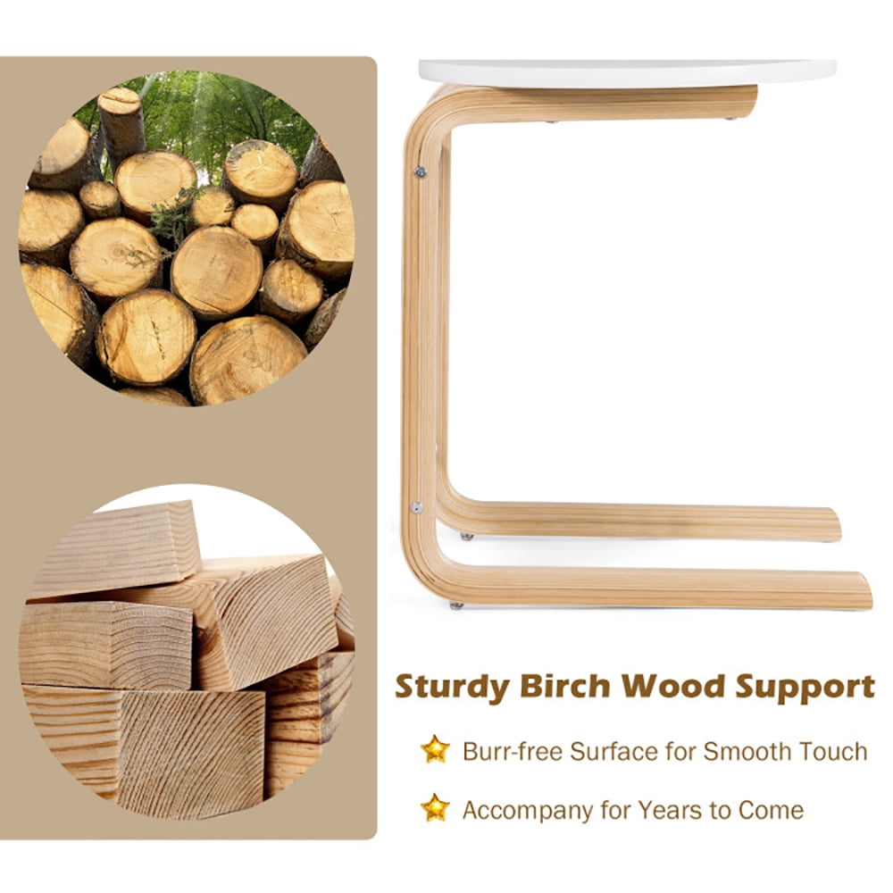 Finihen Bentwood End Table, Bentwood Sofa Side Table with Square Tabletop and Storage Bag, Sofa Side Table, Bed Side Table, for Living Room, Bedroom, White Finihen Bentwood End Table, Bentwood Sofa Side Table with Square Tabletop and Storage Bag, Sofa Side Table, Bed Side Table, for Living Room, Bedroom, White