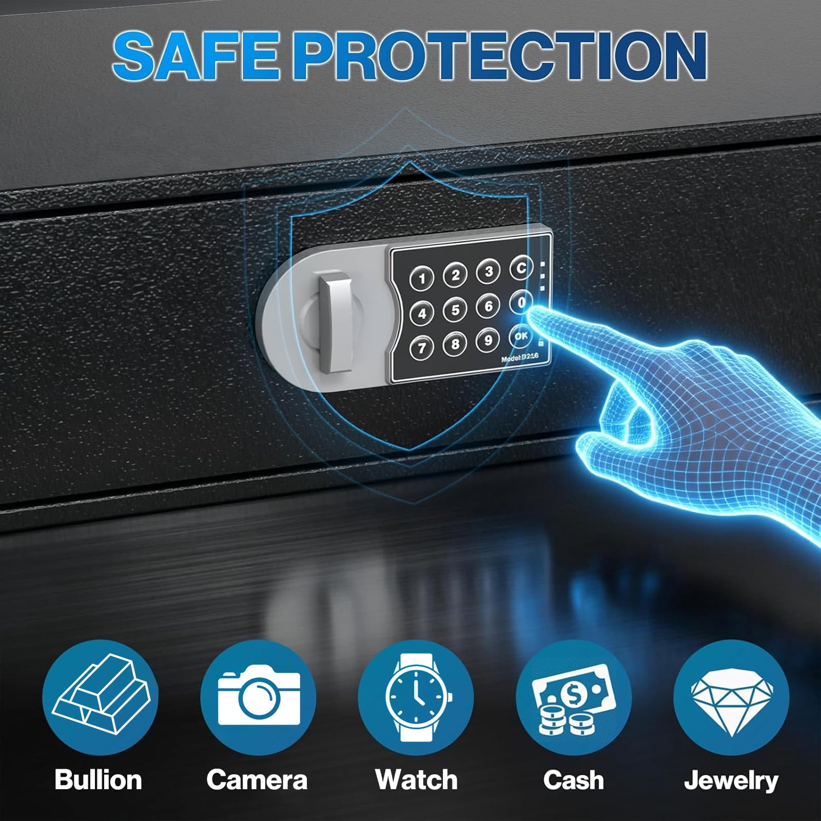 Pochar Under Bed Gun Safe Drawer with Keypad Lock for Cash, Documents, Electronics Storage - Gun Cabinet for Car Trunk