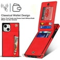 thumbnail image 5 of Crossbody Phone Case for iPhone 14 Case with Card Holder for Women,iPhone 14 Case Wallet with Strap Lanyard for Men,PU Leather Magnetic Clasp with Kickstand 6.1", Red, 5 of 15