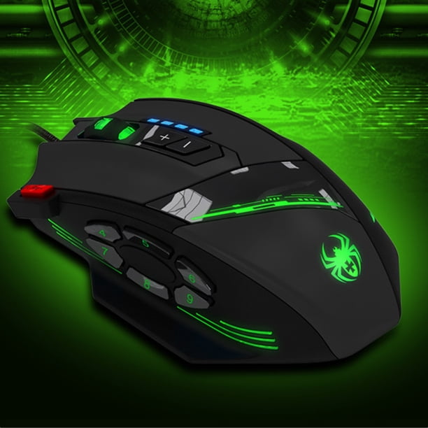Optische Mäuse ZELOTES C-12 12 Botones Con Cable 4 Engranajes 4000DPI Retroiluminación Ratón Óptico Gamer
