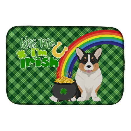 

Tricolor Cardigan Corgi St. Patrick s Day Dish Drying Mat 14 in x 21 in