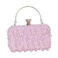 thumbnail image 2 of Bolso de mano formal para mujer, bolso de compromiso con cadena de metal, estilo vintage Rosa, 2 of 9
