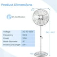 thumbnail image 3 of Costway 16" Standing Pedestal Fan with 3 Speed Settings Carrying Handle Aluminum Blades Silver, 3 of 10