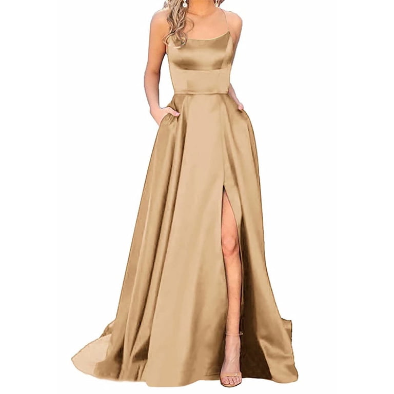 khaki elegant dress Elegant Bridesmaid Dress With Long Sleeves And A-Line Cut
