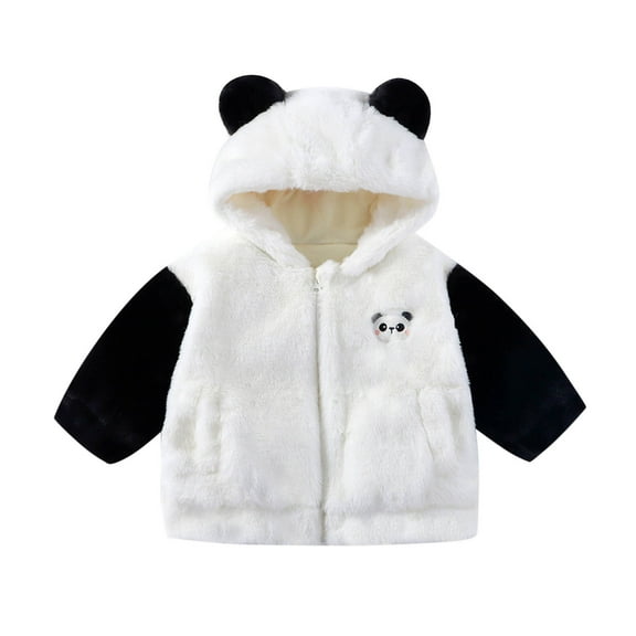 Ugoldhm Toddler Panda Hooded Jacket Faux Fur Coat with Ears, Warm Winter Outerwear for Boys & Girls (1-8 Years)