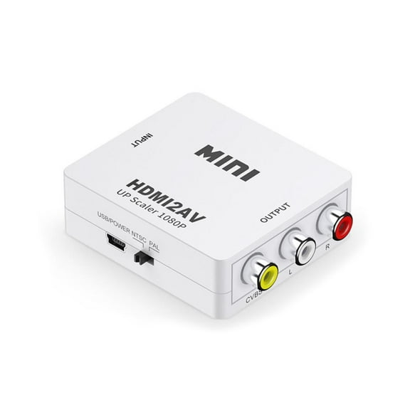 HDMI (IN) to RCA (OUT), 1080p HDMI to AV 3RCA CVBs Composite Video Audio Converter Adapter Supports PAL/ NTSC for TV Stick, Roku, Chromecast, TV, PC, Laptop, Xbox, HDTV, DVD