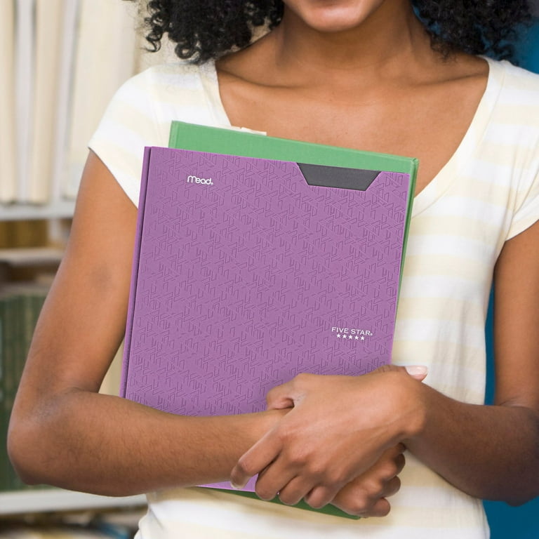 Five Star Stay-Put Pocket Paper Folder, Durable Plastic, Prong