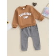 thumbnail image 3 of Suealasg Toddler Baby Boys Fall Tracksuit Outfits Clothes 6M 1T 2T 3T Kids Boys Long Sleeve Letter Print Sweatshirt and Sweatpants 2Piece Casual Autumn Clothing for Newborn Infant Boys, 3 of 9