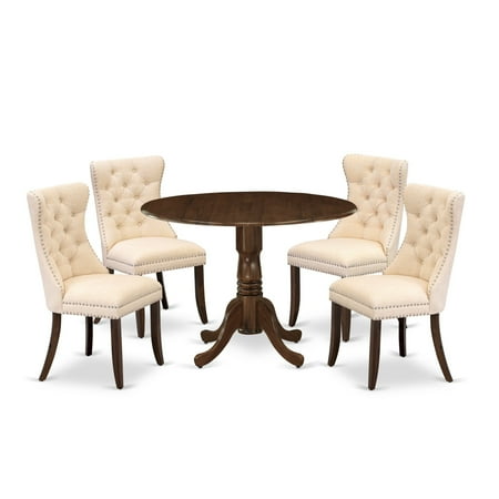 East West Furniture 5 Piece Dining Room Furniture Set Consists of a Round Kitchen Table East West Furniture 5 Piece Dining Room Furniture Set Consists of a Round Kitchen Table