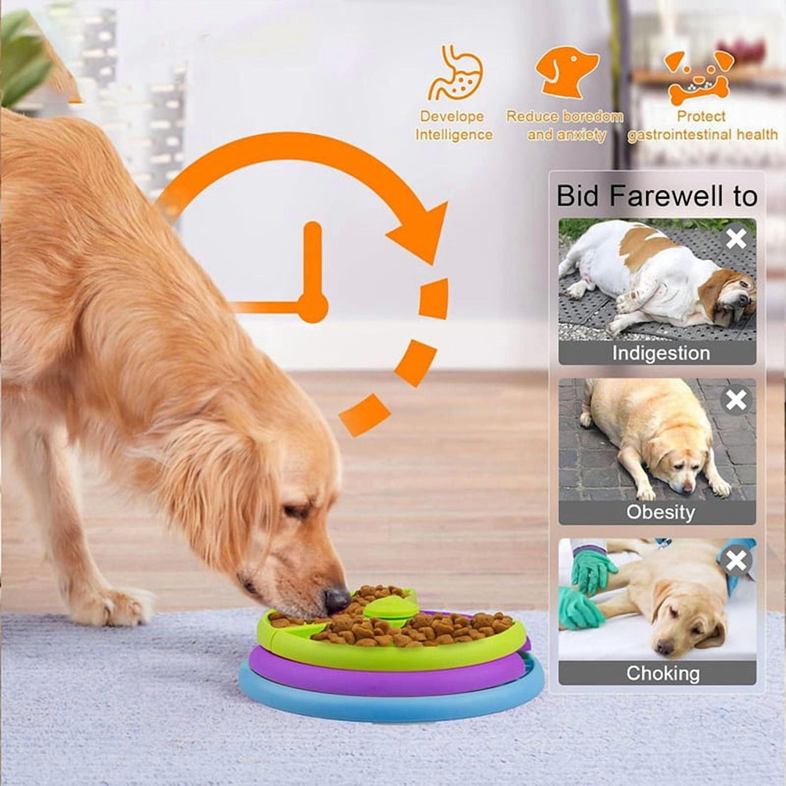 2X Slow Feeder Dog Bowl 3 Levels, Reduces Boredom and Anxiety Dog Food Puzzle Feeder, Non-Slip Interactive Dog Feeder