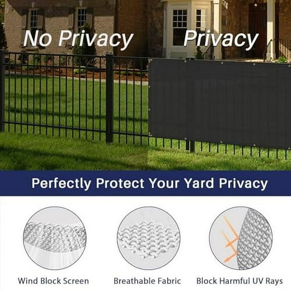 6' x 22' Privacy Fence Screen in Black W/ Brass Grommet 85% Blockage Windscreen Outdoor Mesh Fencing Cover Netting 150GSM Fabric - Custom Size