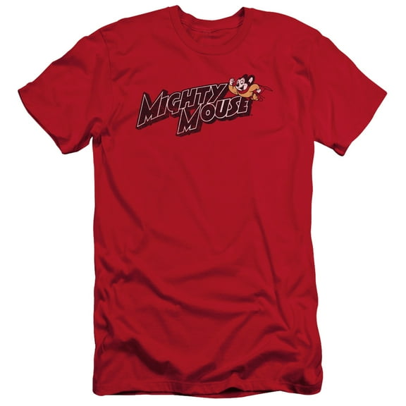 Mighty Mouse Might Logo Adult 30/1 T-Shirt Red