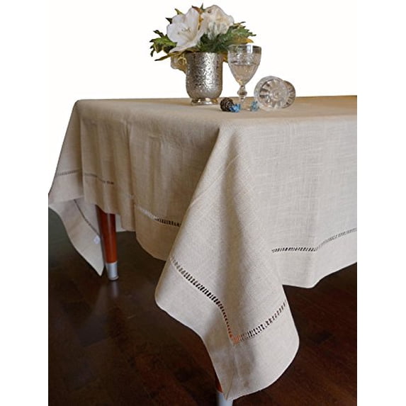Beautiful Hemstitched Table Runner Quality Natural Tablecloth 80" Long