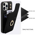thumbnail image 5 of Wallet Case Compatible with iPhone 14 Pro Max with Card Holder [Built in 360 Rotation Ring Kickstand] PU Leather Shockproof Anti-Scratch Slim Protective Cover for Women-Black, 5 of 6