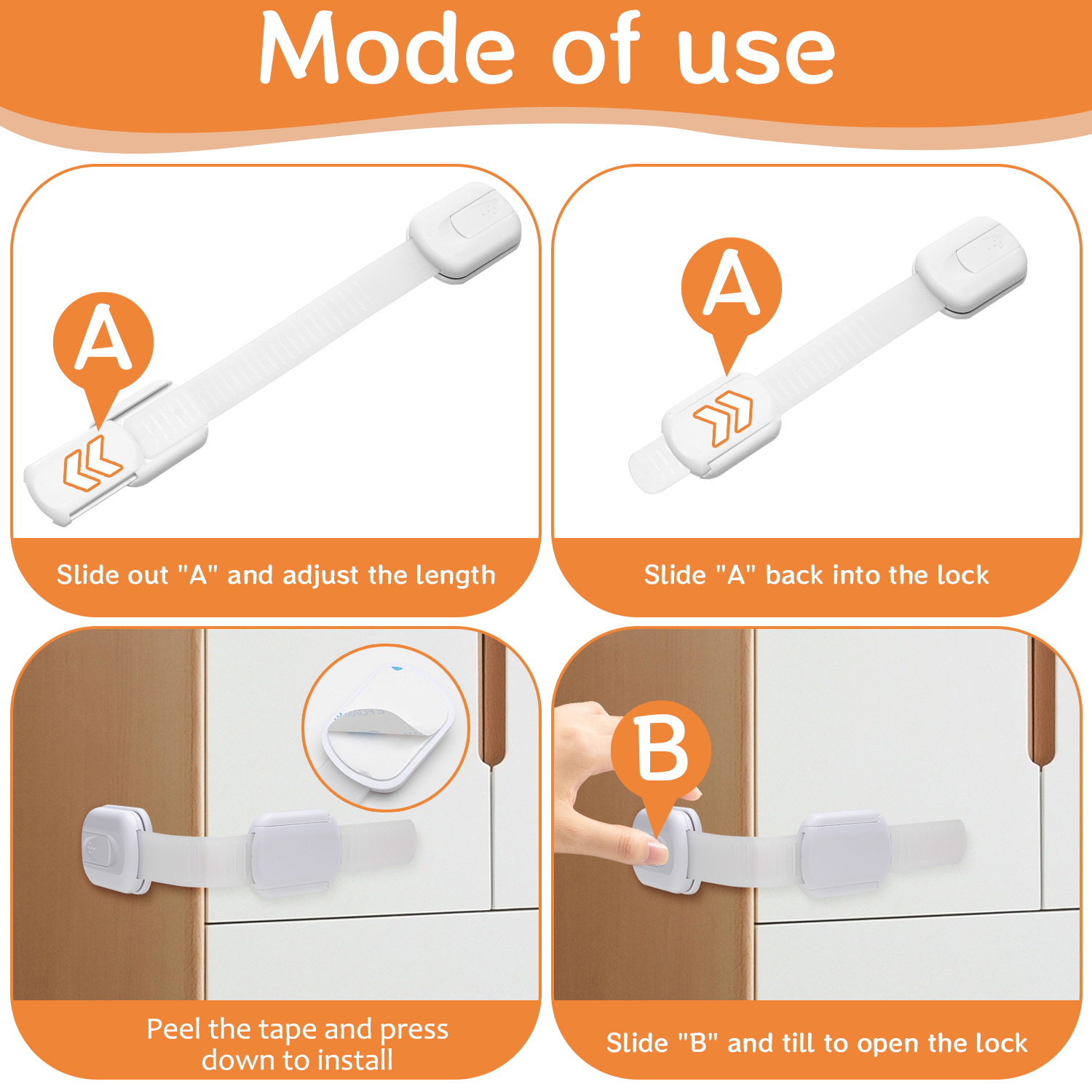 BUSATIA Cabinet Locks Baby Proofing Straps, 10-Pack photo 4