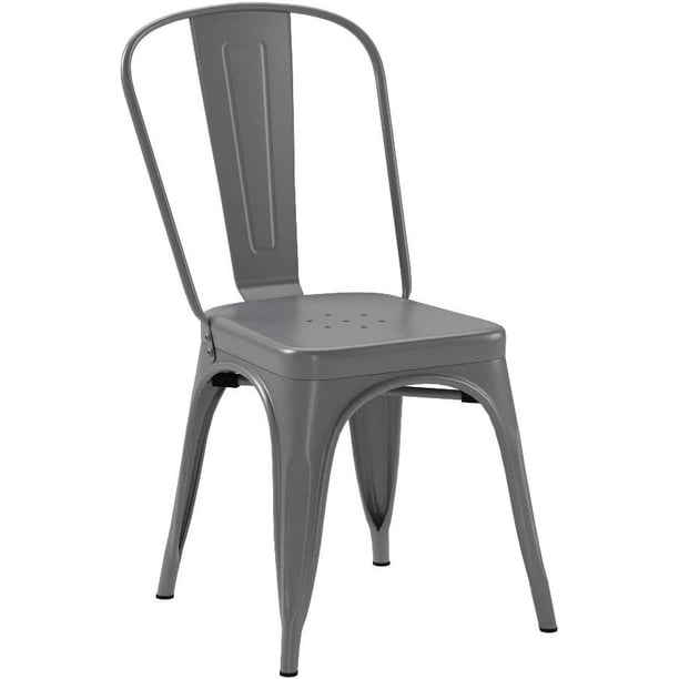 Silla de comedor de metal, gris oscuro, 1 pieza (paquete de 4),Gris oscuro