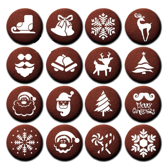 Reusable Christmas Cake Cookie Stencils Templates Tools For Cookies DIY Holiday Baking Painting Dessert Craft Coffee Decoration
