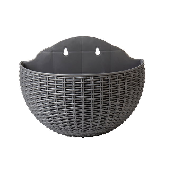 Wweixi Flower Pot Wall Mounted Hanging Basket Planter Bucket Garden Plant Container Exquisite Solid Color Balcony Home Silver Gray/L