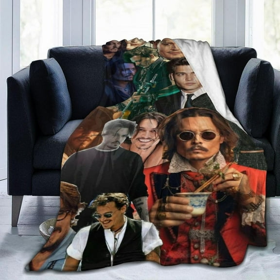 Johnny Depp Blanket Anti-pilling Throw Blanket Plush Blanket Light Weight & Super Soft, Warm & Comfy Flannel Fleece Blanket for Couch, Bed, Sofa, 40x50