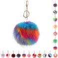 thumbnail image 2 of Pom Pom Keyring Faux Fur Decorative Fuzzy Ball Keychain Bag Charm for Women, 2 of 10