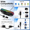 thumbnail image 5 of Computer Speakers for Desktop PC, Wired USB Monitor Speakers, Computer Soundbar with RGB Lighting and Easy Clip-on Design, Plug and Play PC Speakers for Laptop, Mac, Gaming and Meetings, 5 of 9