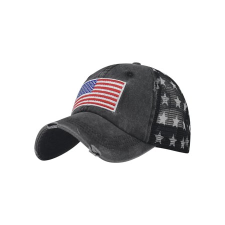 

Dadaria Wide Brim Hats for Women Unisex Outdoor American Flag Independence Day Washed Baseball Cap Outdoor Soft Top Cap Black One Size Women