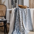 thumbnail image 4 of Cortina de algodón y lino con estampado de porcelana azul y blanca para el hogar, cortina semi sombreada para ventana salediza de cocina, 4 of 5