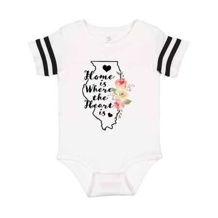 

Inktastic Illinois Home is Where the Heart is with Watercolor Floral Gift Baby Boy or Baby Girl Bodysuit