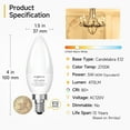 thumbnail image 2 of SHINESTAR 12-Pack Candelabra 40W Equivalent LED Light Bulbs, 2700K Warm White Ceiling Fan Lightbulbs, Type B Small E12 Base, 5W B11 Chandelier Bulb, C37 Candle Lights, Non-dimmable, 2 of 8