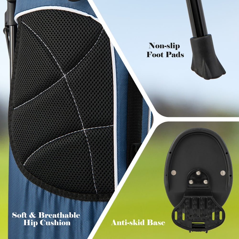 GVN Golf Stand Bag, Lightweight Golf Bag,Golf Stand Cart Bag with 4 Way Divider Carry Organizer Pockets-Blue