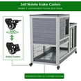 LAZY BUDDY Rabbit Hutch, Bunny Cage with Casters & Ramp, Indoor Outdoor