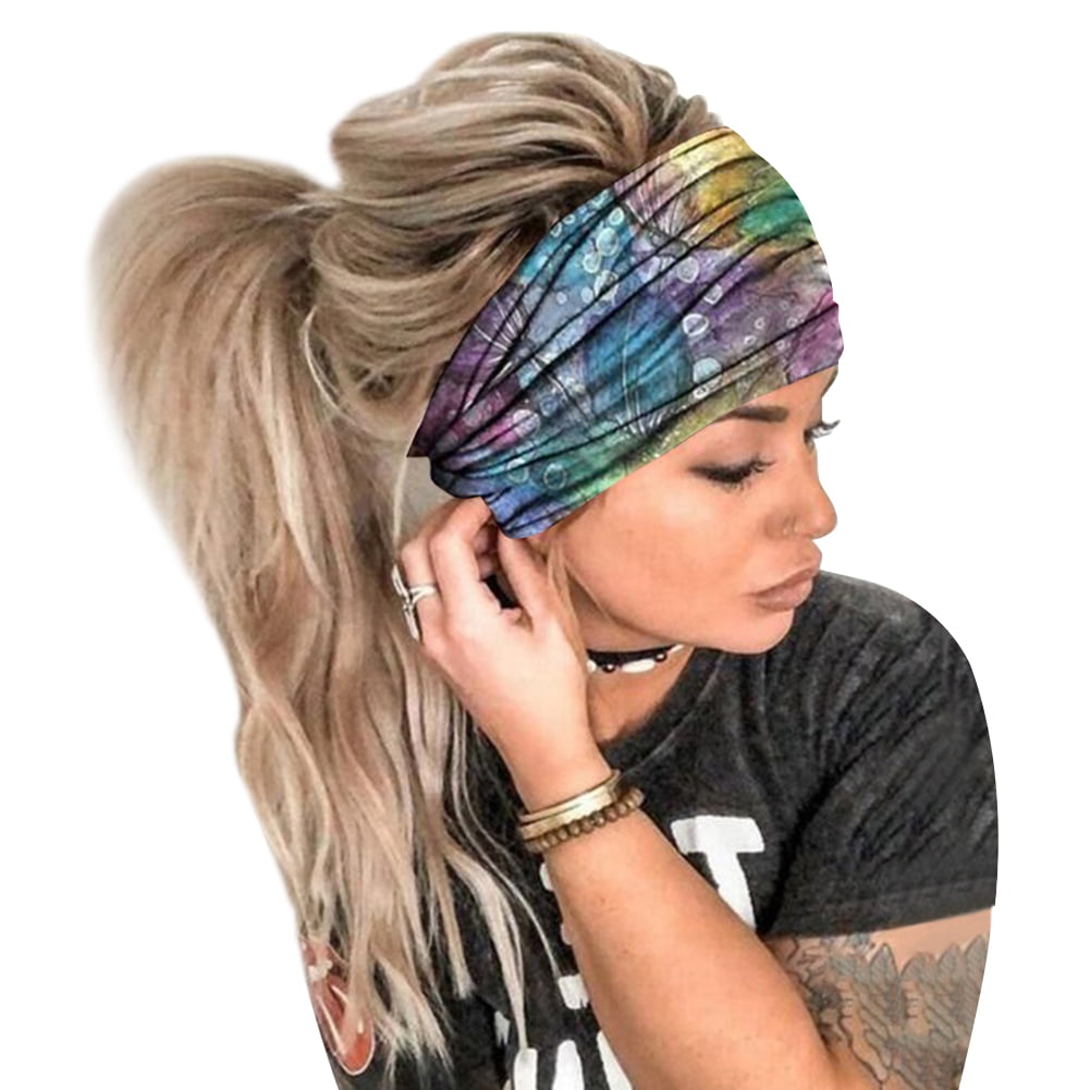 Women Wide Sport Yoga Headband Hairband Elastic Wrap Turban Stretch Hair Band ca 
