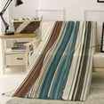 thumbnail image 3 of Fleece Blanket Country Stripes Ethnic Style Blankets, Soft Cozy Warm Flannel Throw Blanket, Classic Modern Art lanket for Bed Couch Sofa,50x80In, 3 of 9