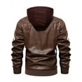 thumbnail image 2 of Men's Stylish PU Leather Zip Up Hooded Jacket - Perfect For Fall & Winter Outdoor Cycling!, 2 of 5