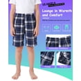 thumbnail image 5 of Pogiun Boys Pajama Shorts Soft Micro Fleece Pajama Bottoms for Kids Printed Plaid Design Boy's Sleepwear Navy/White 10-12y, 5 of 7