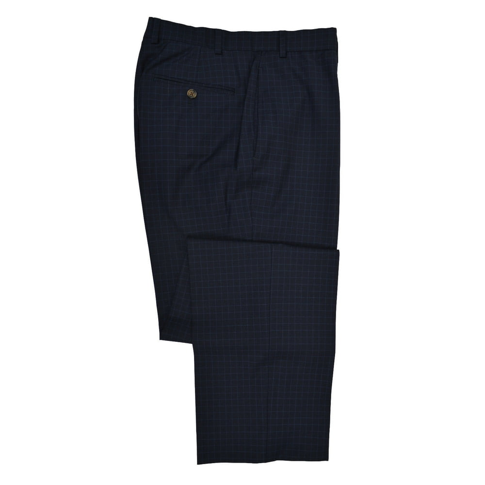 Brooks Brothers - New Brooks Brothers Mens Navy Blue Mini Check Classic Fit Dress Pants 37W 32L
