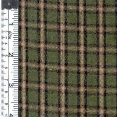 Textile Creations 1208 Rustic Woven Fabric, Plaid Green And Black Brown, 15 yd.