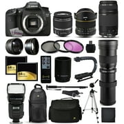 Angle View: Canon EOS 7D DSLR SLR Digital Camera with 18-55mm IS II + 6.5mm Fisheye + 55-250 IS STM + 420-1600mm Lens + Filters + 128GB Memory + i-TTL Autofocus Flash + Backpack + Case + 70" Tripod + 67" Monopod