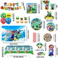 thumbnail image 4 of Mario Articles de Fête, 177 Pcs Décorations d'Anniversaire et Vaisselle - Assiettes Colorées Serviettes Gobelets Toile de Fond Bannière Ballons Etc. Articles de Fête Mario, 4 of 7
